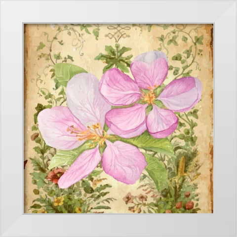 Vintage Apple Blossom I White Modern Wood Framed Art Print by Mark, Leslie