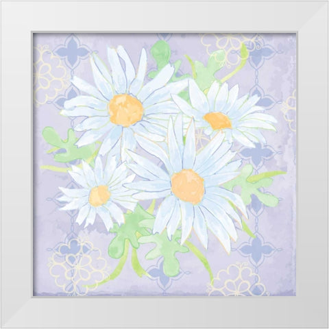 Daisy Patch Serenity I White Modern Wood Framed Art Print by Mark, Leslie