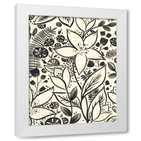 Brushstroke Blossoms I White Modern Wood Framed Art Print by Vess, June Erica