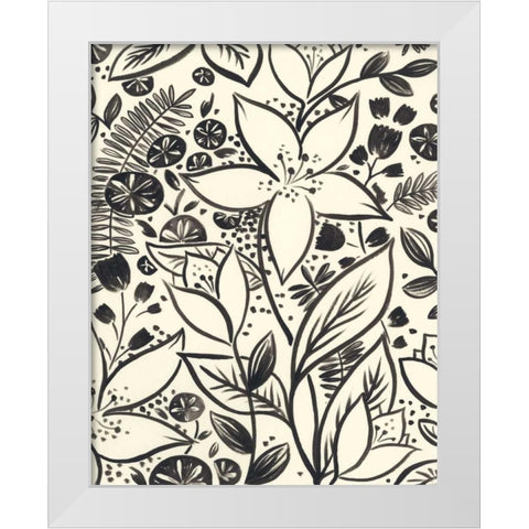 Brushstroke Blossoms I White Modern Wood Framed Art Print by Vess, June Erica