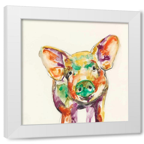 Hi Fi Farm Animals IV White Modern Wood Framed Art Print by Goldberger, Jennifer