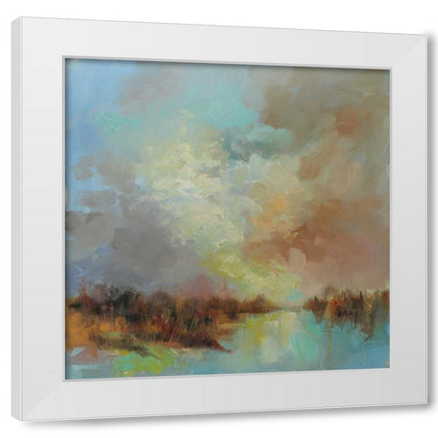Jewelled Riverbank White Modern Wood Framed Art Print by Doyle, Anne Farrall