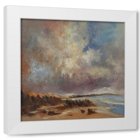 Rocky Shore White Modern Wood Framed Art Print by Doyle, Anne Farrall