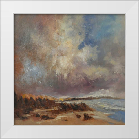 Rocky Shore White Modern Wood Framed Art Print by Doyle, Anne Farrall