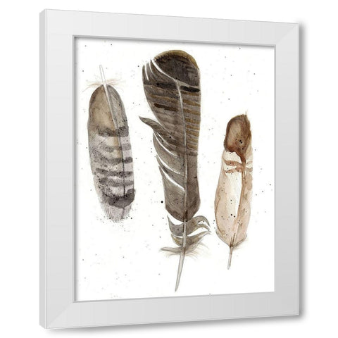 Custom Earthtone Feathers I (ASH) White Modern Wood Framed Art Print by Ludwig, Alicia