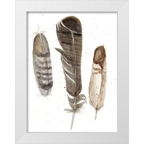 Custom Earthtone Feathers I (ASH) White Modern Wood Framed Art Print by Ludwig, Alicia