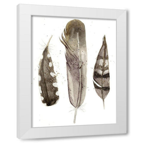 Custom Earthtone Feathers II (ASH) White Modern Wood Framed Art Print by Ludwig, Alicia