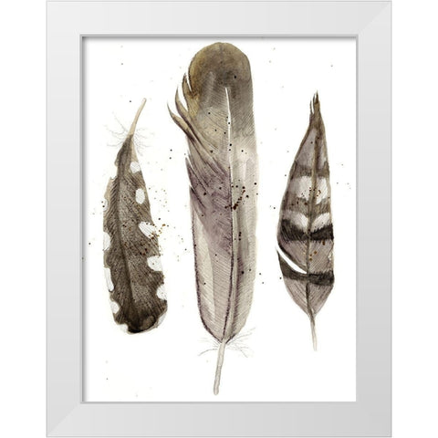 Custom Earthtone Feathers II (ASH) White Modern Wood Framed Art Print by Ludwig, Alicia