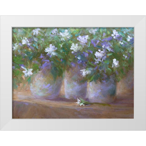Three Pots White Modern Wood Framed Art Print by Finch, Sheila