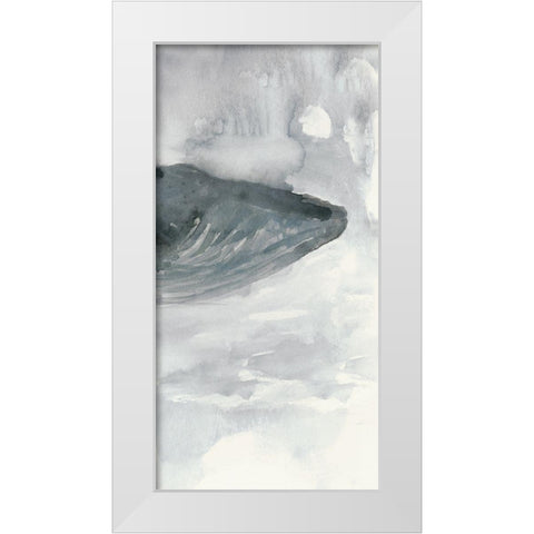 Blue Whale Triptych III White Modern Wood Framed Art Print by Stellar Design Studio