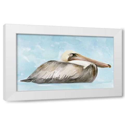 Soft Brown Pelican I White Modern Wood Framed Art Print by Stellar Design Studio