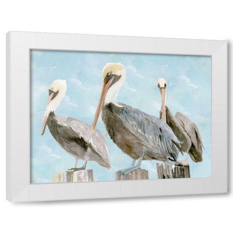 Soft Brown Pelican III White Modern Wood Framed Art Print by Stellar Design Studio