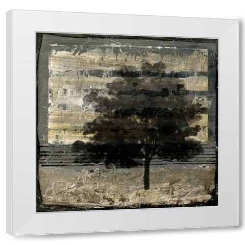 Composition With Tree I White Modern Wood Framed Art Print by Stellar Design Studio