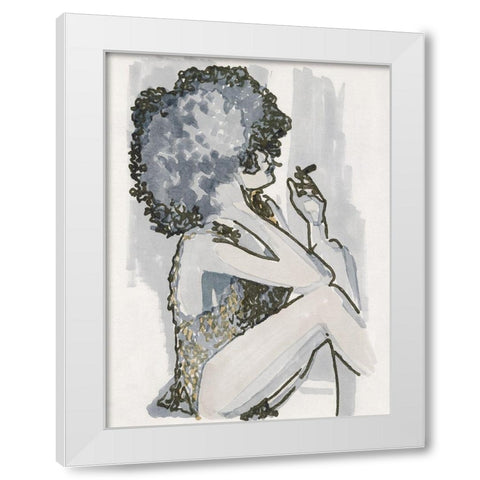 Hidaya I White Modern Wood Framed Art Print by Stellar Design Studio