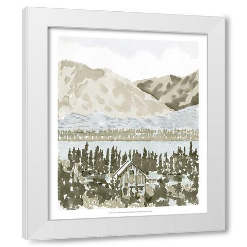 Watercolor Mountain Retreat I White Modern Wood Framed Art Print by Stellar Design Studio