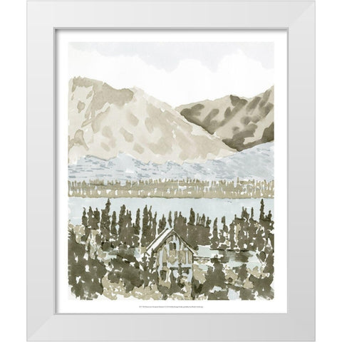 Watercolor Mountain Retreat I White Modern Wood Framed Art Print by Stellar Design Studio