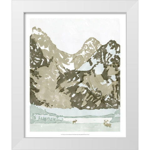 Watercolor Mountain Retreat II White Modern Wood Framed Art Print by Stellar Design Studio