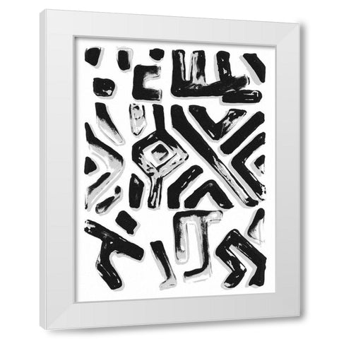 African Textile Woodcut II White Modern Wood Framed Art Print by Stellar Design Studio