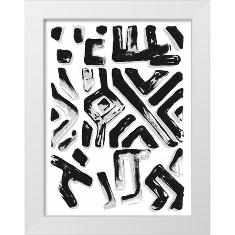 African Textile Woodcut II White Modern Wood Framed Art Print by Stellar Design Studio