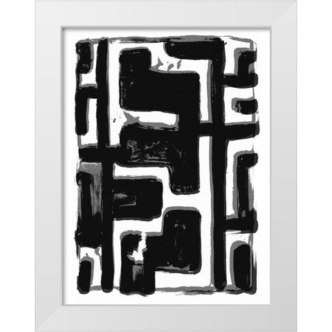 African Textile Woodcut III White Modern Wood Framed Art Print by Stellar Design Studio