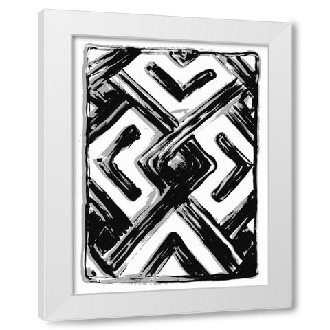 African Textile Woodcut IV White Modern Wood Framed Art Print by Stellar Design Studio