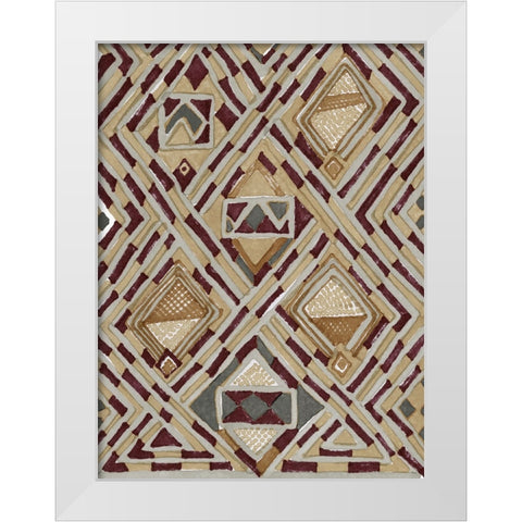 African Tribal II White Modern Wood Framed Art Print by Stellar Design Studio