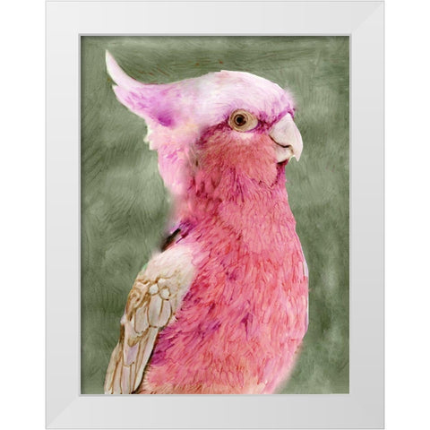 Palm Springs Parrot I White Modern Wood Framed Art Print by Stellar Design Studio