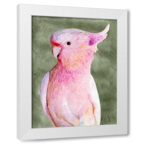 Palm Springs Parrot II White Modern Wood Framed Art Print by Stellar Design Studio