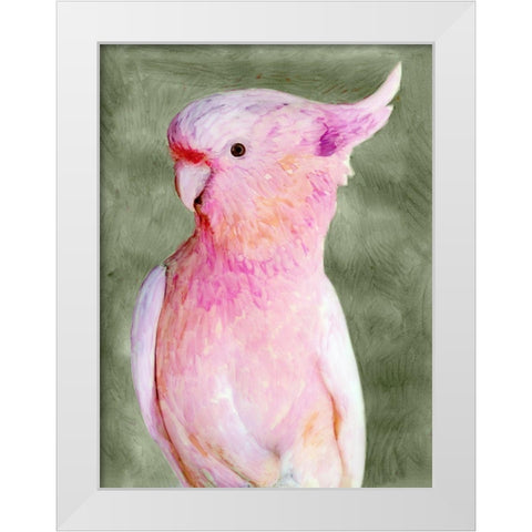 Palm Springs Parrot II White Modern Wood Framed Art Print by Stellar Design Studio