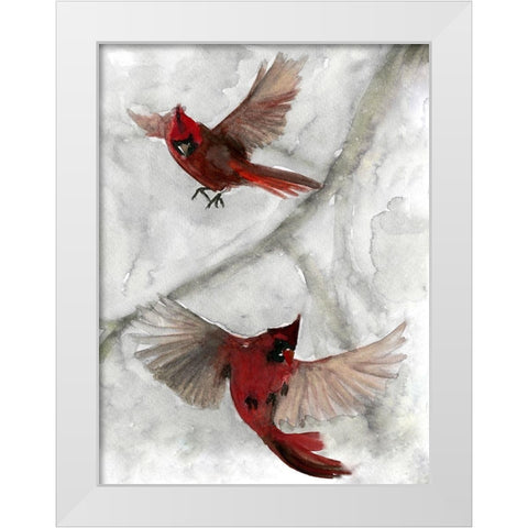 Cardinals I White Modern Wood Framed Art Print by Stellar Design Studio