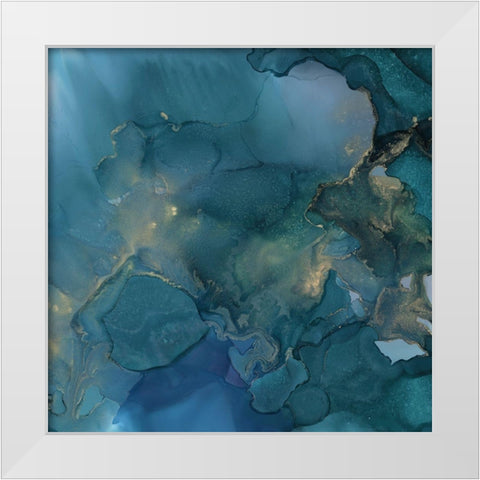Aquamarine Drift I White Modern Wood Framed Art Print by Borges, Victoria