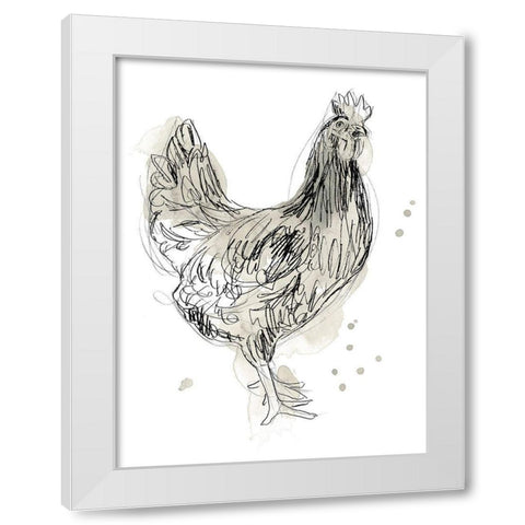 Feathered Fowl I White Modern Wood Framed Art Print by Vess, June Erica
