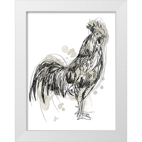 Feathered Fowl III White Modern Wood Framed Art Print by Vess, June Erica