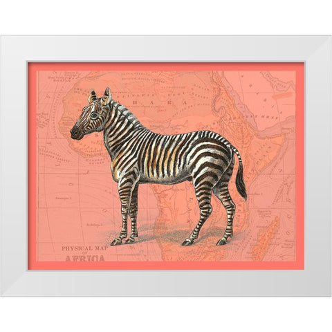 African Animals on Coral IV White Modern Wood Framed Art Print by Studio W