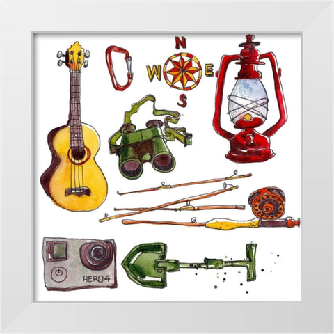 Camp Out III White Modern Wood Framed Art Print by McCreery, Paul