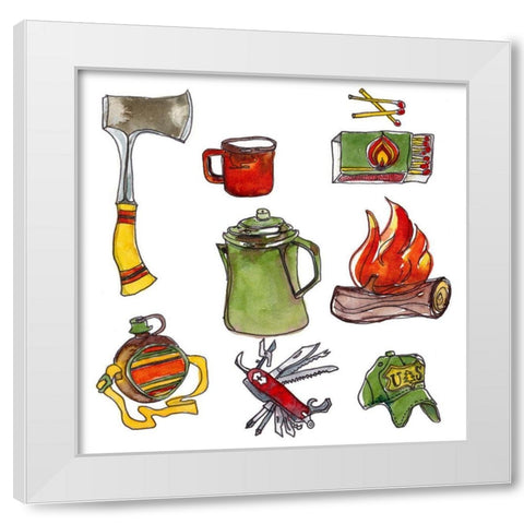 Camp Out IV White Modern Wood Framed Art Print by McCreery, Paul