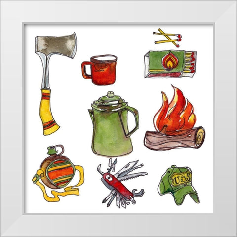 Camp Out IV White Modern Wood Framed Art Print by McCreery, Paul