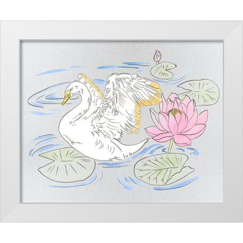 Swan Lake Song I White Modern Wood Framed Art Print by Wang, Melissa