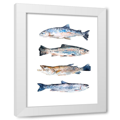 Stacked Trout II White Modern Wood Framed Art Print by Scarvey, Emma
