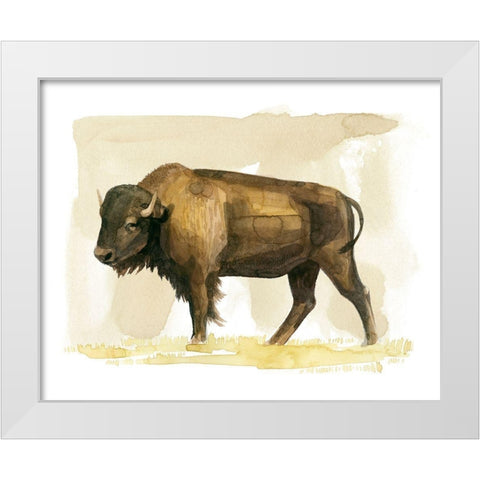Bison Watercolor Sketch II White Modern Wood Framed Art Print by Popp, Grace