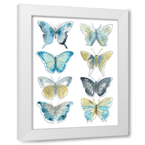Butterfly Blues II White Modern Wood Framed Art Print by Vess, June Erica