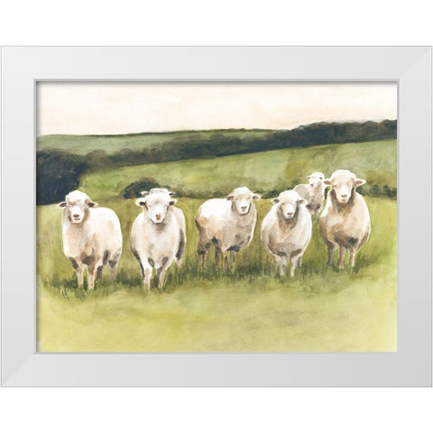Spring Flock II White Modern Wood Framed Art Print by Borges, Victoria
