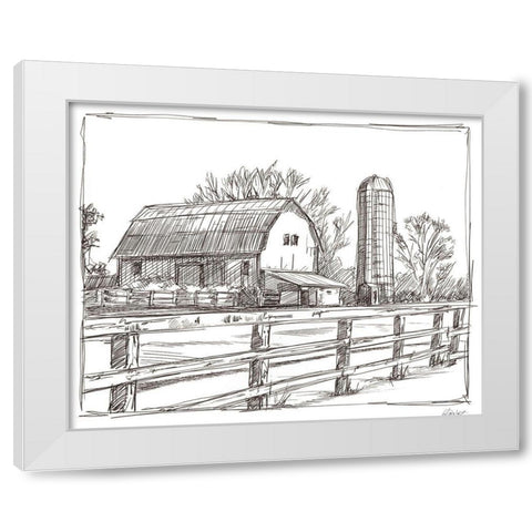Farm Sketch I White Modern Wood Framed Art Print by Harper, Ethan