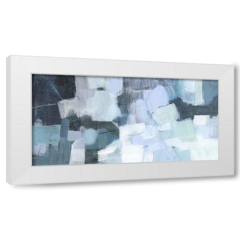 Blue Deluge I White Modern Wood Framed Art Print by Borges, Victoria