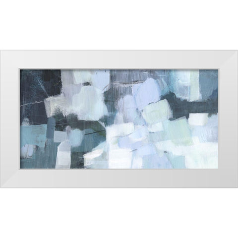 Blue Deluge I White Modern Wood Framed Art Print by Borges, Victoria