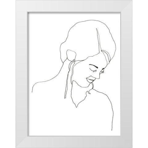 Contour Face I White Modern Wood Framed Art Print by Vess, June Erica