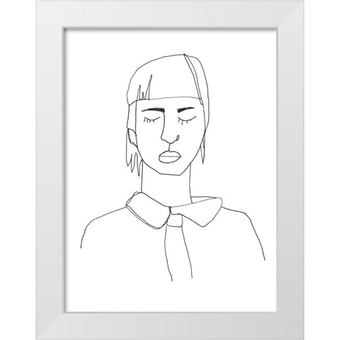 Contour Face IV White Modern Wood Framed Art Print by Vess, June Erica