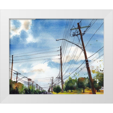Urban Lines and Poles III White Modern Wood Framed Art Print by McCreery, Paul