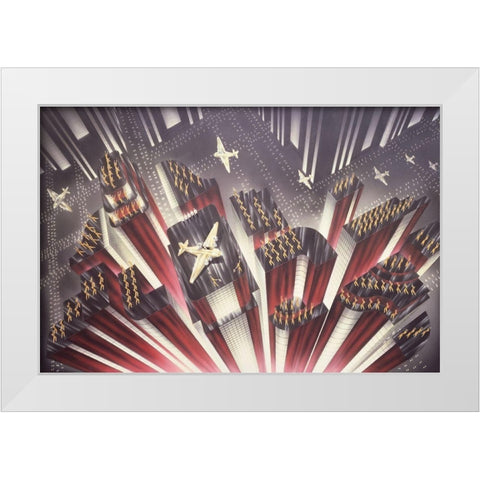 Gotham Air Corp White Modern Wood Framed Art Print by Hoppe, Robert