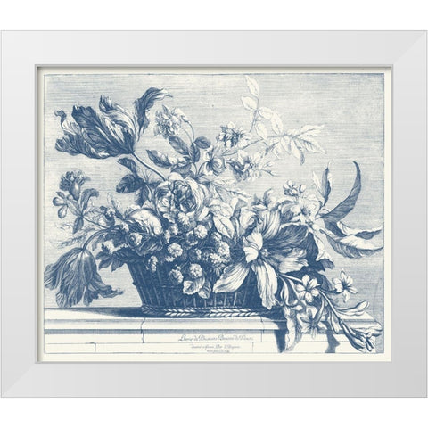 Navy Basket of Flowers I White Modern Wood Framed Art Print by Baptiste, Glovanni